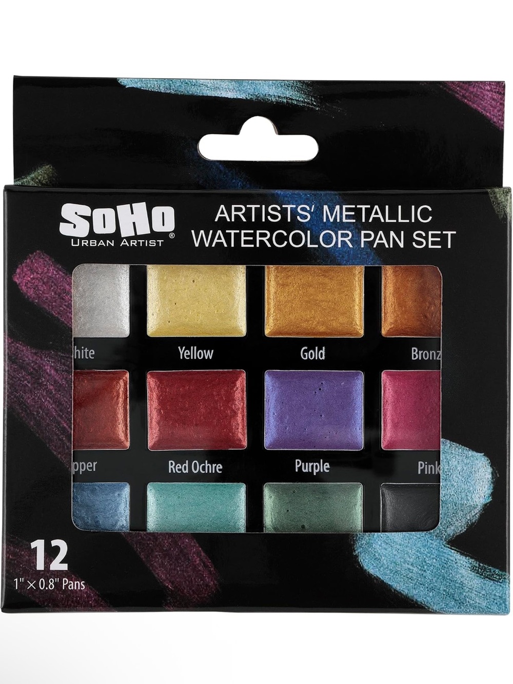 SoHo Artists' Metallic Watercolor Pan Set - Multi Metallic Colors Art Painting